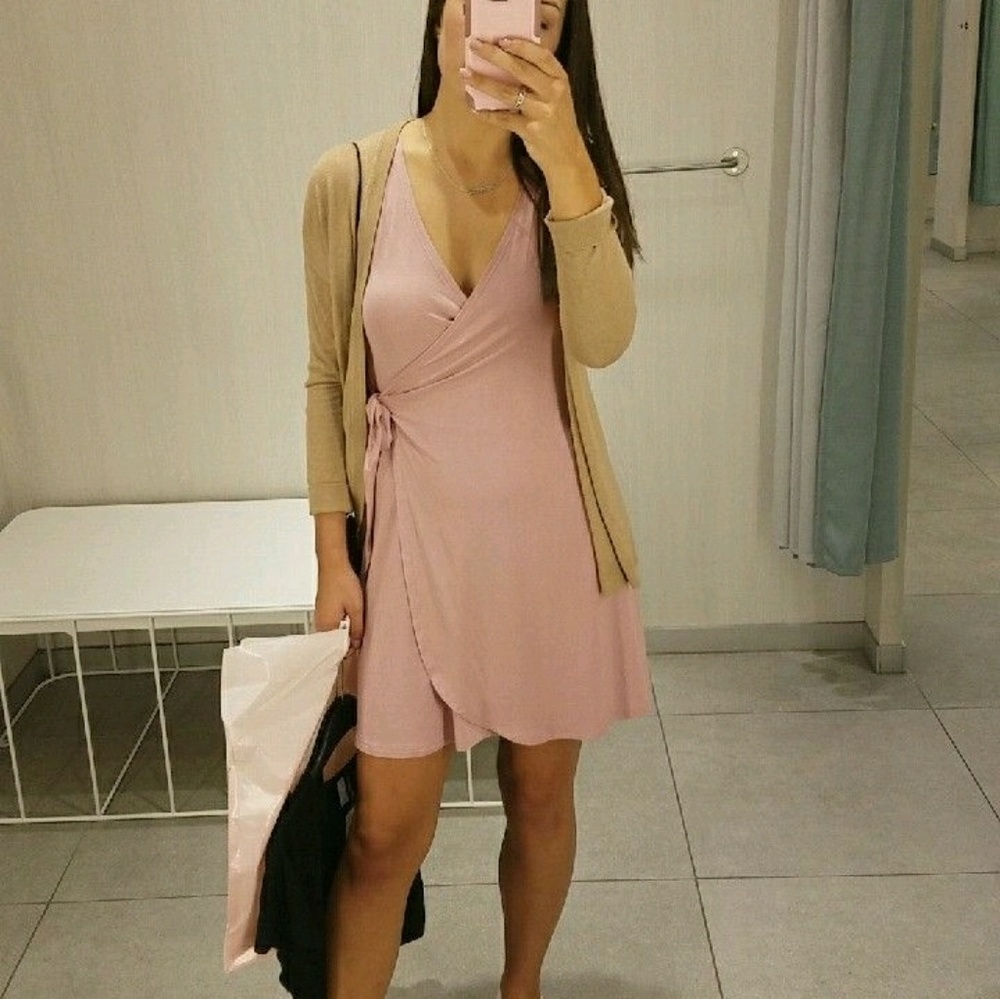 Pink wrap dress